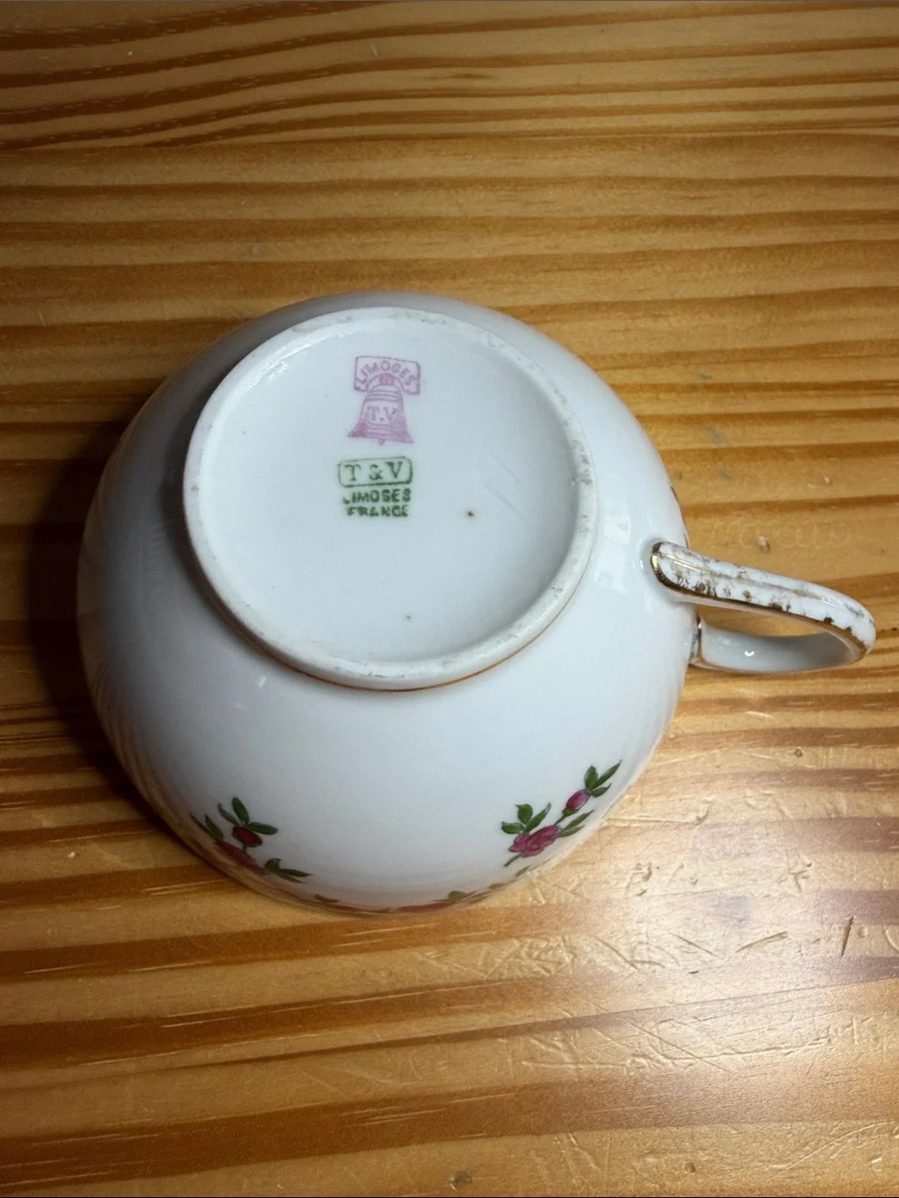 Antique Limoges France T&V Mustache Cup and Saucer Set Floral 1907-1919